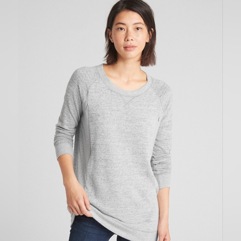 Gap Marled Gray Nursing (hidden zipper) Sweater, Size S